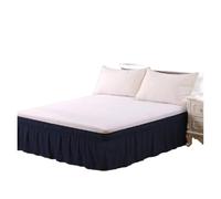 Cubre Canape,Cubre Somier Falda de cama envolvente con volantes de color sólido con tejido elástico resistente a la decoloración(Dark Blue,Queen 153x203cmx38cm)