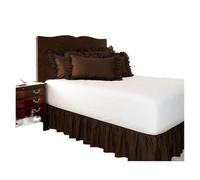Cubre Canape,Cubre Somier Faldón de cama con banda elástica de color puro, fácil ajuste sin envoltura de superficie, cenefa con volantes antipolvo de calidad de hotel for camas tamaño queen(Coffee,US-