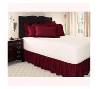Cubre Canape,Cubre Somier Faldón de cama con banda elástica de color puro, fácil ajuste sin envoltura de superficie, cenefa con volantes antipolvo de calidad de hotel for camas tamaño queen(Wine red,U