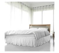 Cubre Canape Falda de Cama Blanca Banda elástica Envoltura Alrededor la Falda con Volantes Princesa Cubierta for el hogar sin Ropa Superficie(King 200x200x38cm)