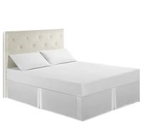 Cubre Canape Faldón de Cama Plisado a Medida de Estilo estándar más Vendido con Tela Duradera: 35 cm (14 Pulgadas) de Altura (sin sábana) Cubre Somier(White,Q(153X203cm))