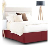 Cubre Canapés Plisada, Falda de Cama de caída de 35 cm, Falda de Cama con Volantes de Microfibra cepillada Suave, Cubre Canapés para Somier con Esquinas divididas (Vino Rojo,Cama 152x203 cm)