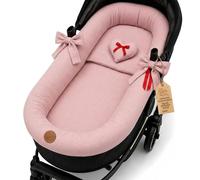 Cubre Capazo Universal de Muselina de Algodón - Funda Capazo Interior Transpirable que Viste y Protege el Cochecito - Set 3 Piezas con Almohada e Inserción Recién Nacido Rosa