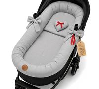 Cubre Capazo Universal de Muselina de Algodón - Funda Capazo Interior Transpirable que Viste y Protege el Cochecito - Set 3 Piezas con Almohada e Inserción Recién Nacido Gris