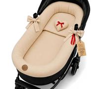 Cubre Capazo Universal de Muselina de Algodón - Funda Capazo Interior Transpirable que Viste y Protege el Cochecito - Set 3 Piezas con Almohada e Inserción Recién Nacido Beige B