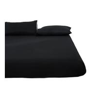 Cubre Colchon Sábana Bajera sólida Impermeable, Fundas de colchón Ajustables, Cuatro Esquinas con Banda elástica, Funda Protectora for Cama(Black,Queen 152x203x46cm)