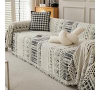 Cubre De Sofa De Toalla Grande- Fundas Para Sofa Chaise Longue En Forma De L/U 1 2 3 4 Plazas Manta De Sofa Protector De Sofa Grande De Chenilla Con Borlas Para Silla Cama Chal(180X180cm,Black)