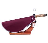 Cubre Jamón Granate con Vivo de Rayas al rededor, con forma redondeada. Protector para Jamón o Paletilla (C-J-Gran_Rayas)