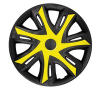 Cubre llantas y tapacubos de acero 4 piezas para el auto N-Power amarillo