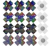 Cubre pezones desechables pegatinas, 16 lentejuelas brillantes cubierta pezón sexy autoadhesivas sensuales delgadas forma Cruz pezoneras adhesivas invisibles negras vestido fiesta mujer(Estilo 2)