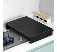 Cubre placa de inducción de acero inoxidable, cubre placa de cocción, para cocinas de gas y eléctricas, ampliación del espacio en la cocina (negro, 35 x 45 x 9 cm/14 x 18 x 3,5 in)