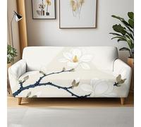 Cubre Sofa 4 Plazas Azul Y Blanca Elasticidad Moderna Fundas De Sofa Ajustables con Reposabrazos,Duradero,Confort Suavidad,Protección para Perros Y Mascotas,Adecuado para Sala De Estar