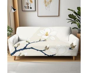 Cubre Sofa 4 Plazas Azul Y Blanca Elasticidad Moderna Fundas De Sofa Ajustables con Reposabrazos,Duradero,Confort Suavidad,Protección para Perros Y Mascotas,Adecuado para Sala De Estar