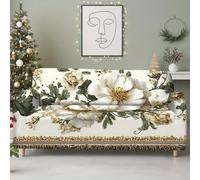 Cubre Sofa 4 Plazas Flor Blanca Elasticidad Moderna Fundas De Sofa Ajustables con Reposabrazos,Duradero,Confort Suavidad,Protección para Perros Y Mascotas,Adecuado para Sala De Estar