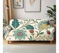 Cubre Sofa 4 Plazas Flor Verde Elasticidad Moderna Fundas De Sofa Ajustables con Reposabrazos,Duradero,Confort Suavidad,Protección para Perros Y Mascotas,Adecuado para Sala De Estar
