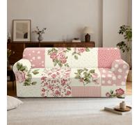 Cubre Sofa 4 Plazas Rosa Beige Elasticidad Moderna Fundas De Sofa Ajustables con Reposabrazos,Duradero,Confort Suavidad,Protección para Perros Y Mascotas,Adecuado para Sala De Estar