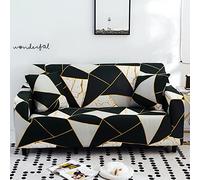 Cubre Sofas Triángulo Dorado Negro Fundas De Sofa Anti Gatos Elasticas Ajustables Cubresofa Spandex Lavables Couch Cover Modernas Sofa Cover Universal Espesas Funda Sofá 2 Plazas