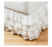 Cubre Somier Falda de cama con volantes de 4 capas, falda de cama elástica envolvente, cubierta de cama sin superficie, falda de cama de Hotel for el hogar, doble/completa/reina/rey(White,QUEEN 150x20