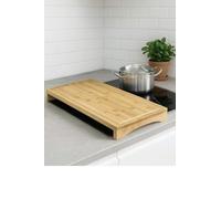 Cubre Vitrocerámica XXL de Bambú 53,8 × 28 cm, Gana Más Espacio en la Cocina, Protector Elevado para Vitrocerámica, 3 en 1 Tabla de Cortar y Bandeja de Servir, Ranura Antiderrames