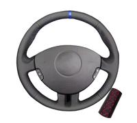 Cubre Volante Antideslizante Embellecedor Volante Coche Cuero Negro con Franja Azul Franja Roja para Clio 3 para RS 2005-2009 2010 2011 2012 2013(Red Thread)