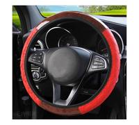 Cubre Volante Funda para Volante de Coche, moldura para Volante, Antideslizante, protección para Volante de Coche, PVC Gris, veta de Madera roja(Rojo)