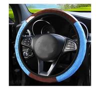 Cubre Volante Funda para Volante de Coche, moldura para Volante, Antideslizante, protección para Volante de Coche, PVC Gris, veta de Madera roja(Azul)