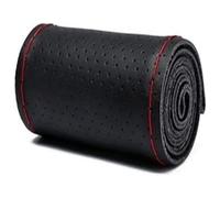 Cubre Volante Protector De La Cubierta del Volante Coche Cosido A Mano 36-40cm Trenza Cuero DIY con Cubiertas Hilo Agujas(Rojo)