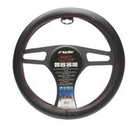 Simoni Racing Funda Volante Trophy - 37-39cm - Cuero Negro + Costuras Rojas