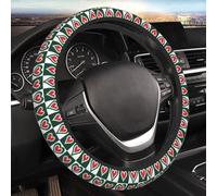 Cubre Volantes Coche Sandía Love Cuadros Verdes Y Blancos Universal Funda De Volante Duradera Protector Volante Coche Transpirable para SUV Accesorios Interior Furgonetas 37-38Cm