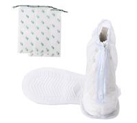 Cubre Zapatos Impermeable Antideslizante, Protector Calzado Lluvia Reutilizable, Cubrezapatos Impermeable con Cremallera, Cubre Zapatos Lluvia Blanco para Lluvia Nieve Caminos Fangosos