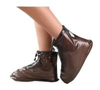 Cubre Zapatos Lluvia 1 funda impermeable for zapatos, tubo medio, Simple, gruesa, resistente al desgaste, antideslizante, for viajes, exteriores, con cremallera for hombres y mujeres(Coffee,S)