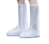 Cubre Zapatos Lluvia Cubierta protectora for zapatos de lluvia, Impermeable, goma, antideslizante, resistente al desgaste, zapatillas suaves, botas jardinería, montar en tubo alto(White,XL(43-44))