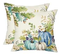 Cubrealmohadas, Autumn Pillow Covers 45x45 cm, Pumpkin Autumn Throw Pillow Covers with Maple Leaves for Sofa Couch Bedroom Living Room Home Decor (D)