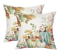 Cubrealmohadas, Autumn Pillow Covers 45x45 cm, Pumpkin Autumn Throw Pillow Covers with Maple Leaves for Sofa Couch Bedroom Living Room Home Decor (G)