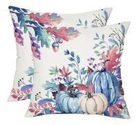 Cubrealmohadas, Autumn Pillow Covers 45x45 cm, Pumpkin Autumn Throw Pillow Covers with Maple Leaves for Sofa Couch Bedroom Living Room Home Decor (E)