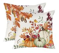 Cubrealmohadas, Autumn Pillow Covers 45x45 cm, Pumpkin Autumn Throw Pillow Covers with Maple Leaves for Sofa Couch Bedroom Living Room Home Decor (B)
