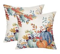 Cubrealmohadas, Autumn Pillow Covers 45x45 cm, Pumpkin Autumn Throw Pillow Covers with Maple Leaves for Sofa Couch Bedroom Living Room Home Decor (C)