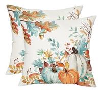 Cubrealmohadas, Autumn Pillow Covers 45x45 cm, Pumpkin Autumn Throw Pillow Covers with Maple Leaves for Sofa Couch Bedroom Living Room Home Decor (N)