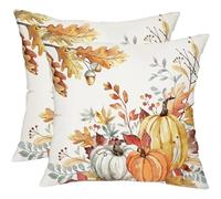 Cubrealmohadas, Autumn Pillow Covers 45x45 cm, Pumpkin Autumn Throw Pillow Covers with Maple Leaves for Sofa Couch Bedroom Living Room Home Decor (J)