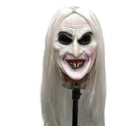 Cubrebocas de bruja de Halloween, cubierta de cara de Halloween aterradora, cubierta de bruja vieja, cubierta de látex con pelo, disfraz de bruja aterradora para Halloween
