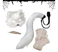 Cubrebocas de Halloween, accesorios de Halloween, máscara de cara peluda de animales de media cara, accesorios de Halloween, guantes, cola, disfraz de cosplay para niños y adultos, carnaval