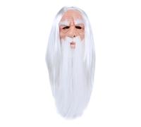 Cubrebocas de Halloween, pelo blanco, diseño de viejo abuelo, accesorios de disfraz de fiesta de Halloween, accesorio realista de miedo para mujeres, hombres y adultos, convención de terror para