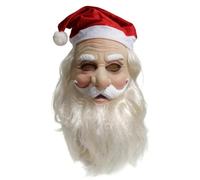 Cubrebocas de Navidad - Cosplay realista de Navidad - Cubierta completa con sombrero rojo de Papá Noel y barba | para hombres, mujeres, niños, adultos, hogar, escuela, vacaciones, reunión, celebración