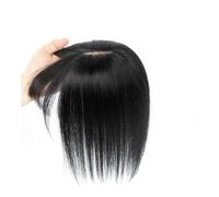 Cubrecabello para el cuidado personal para mujer, 8 x 12 cm, con pinzas, flequillo, para uso diario, extensiones de cabello (8 pulgadas, negro azabache)