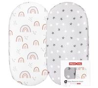 Cubrecolchón bebé sábanas bajeras pack de 2, sábana bajera bebé cubrecunas cubrecolchón cochecito 81x41x8 cm, sábanas bajeras bajeras para cochecito moisés (Arcoíris)