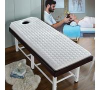 Cubrecolchón de espuma viscoelástica para salón de belleza, con agujeros para respirar, diseño de cabeza trapezoidal, colchón de cama de spa, blanco, 80 x 190 cm, 6 cm de grosor