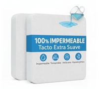 Cubrecolchón de Rizo con Capa Impermeable de TPU, Protector de Colchón Ajustable, Color Blanco, para Camas de 150 x 190/200 cm - 2 Pieza