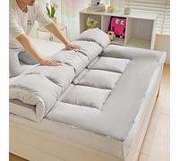 Cubrecolchón extragrueso de tamaño individual, almohadilla acolchada suave y esponjosa para camas matrimonial/queen/king, ropa de cama ultra cómoda, gris claro, 150 x 190 cm