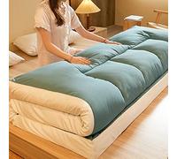 Cubrecolchón plegable japonés para cama de invitados, almohadilla gruesa para dormir en color azul niebla, tamaño doble/individual, 90 x 200 cm