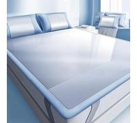 Cubrecolchón refrescante para adultos, cubrecolchón de seda de hielo con funda de almohada, tapete de sueño de verano para dormitorio y familia, cómoda manta de enfriamiento gris (ancho 150 cm x largo